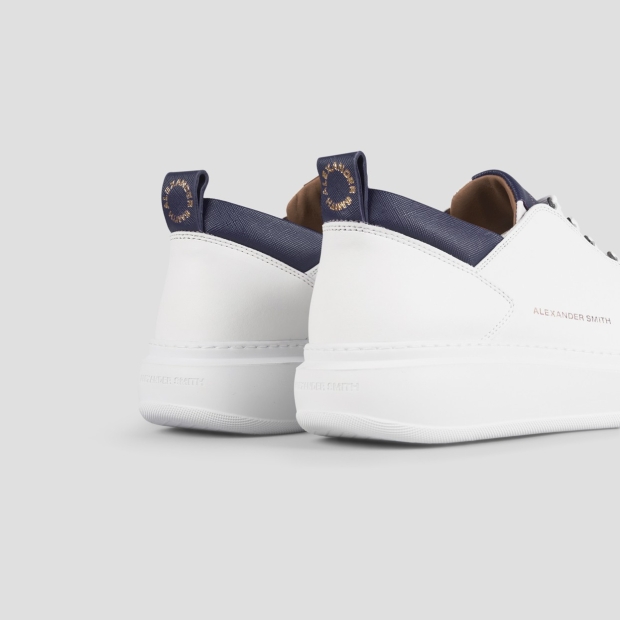 Sneakers Alexander Smith wembley man in white leather and blue saffiano leather details - 4