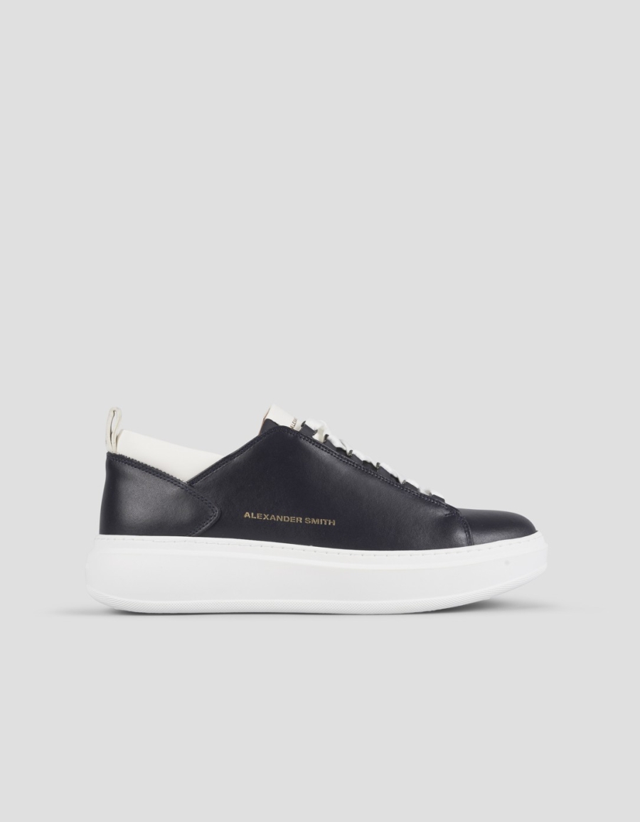 Sneakers Alexander Smith wembley man in blue leather and white details - 1