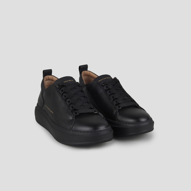Sneakers Alexander Smith wembley man in smooth black leather and black sole - 3