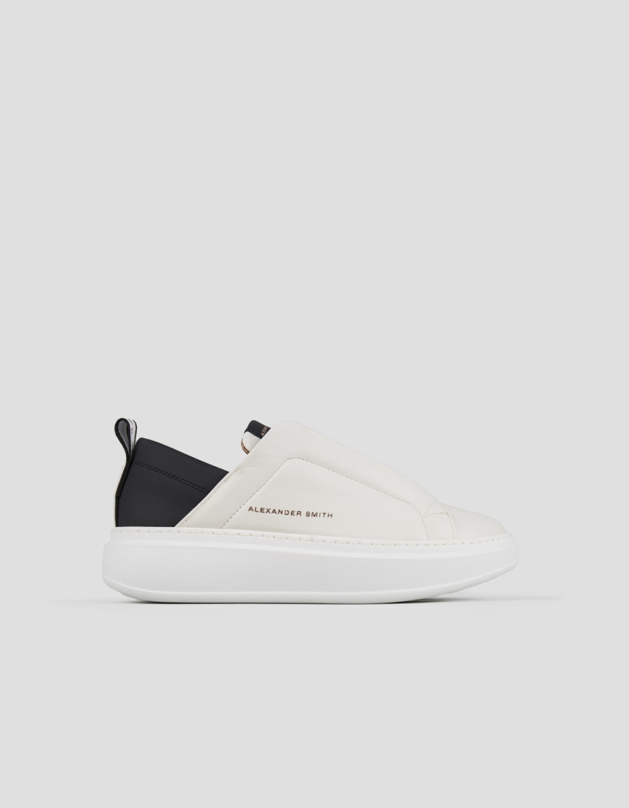 Sneakers Alexander Smith wembley slip-on woman in white leather and black heel - 1