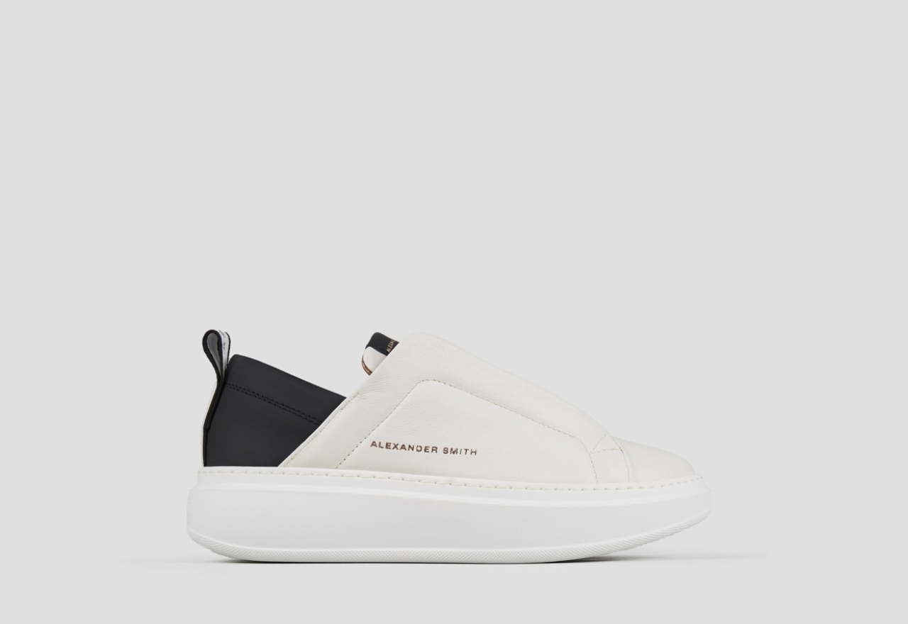 Sneakers Alexander Smith wembley slip-on woman in white leather and black heel - 1