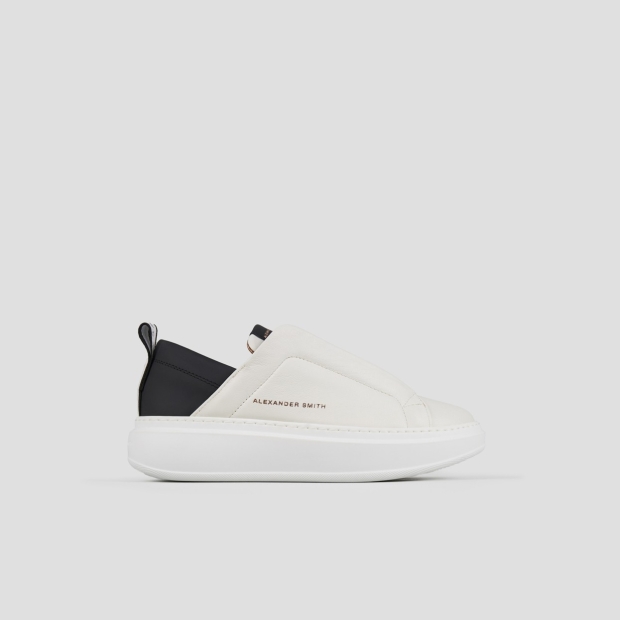 Sneakers Alexander Smith wembley slip-on woman in white leather and black heel - 1