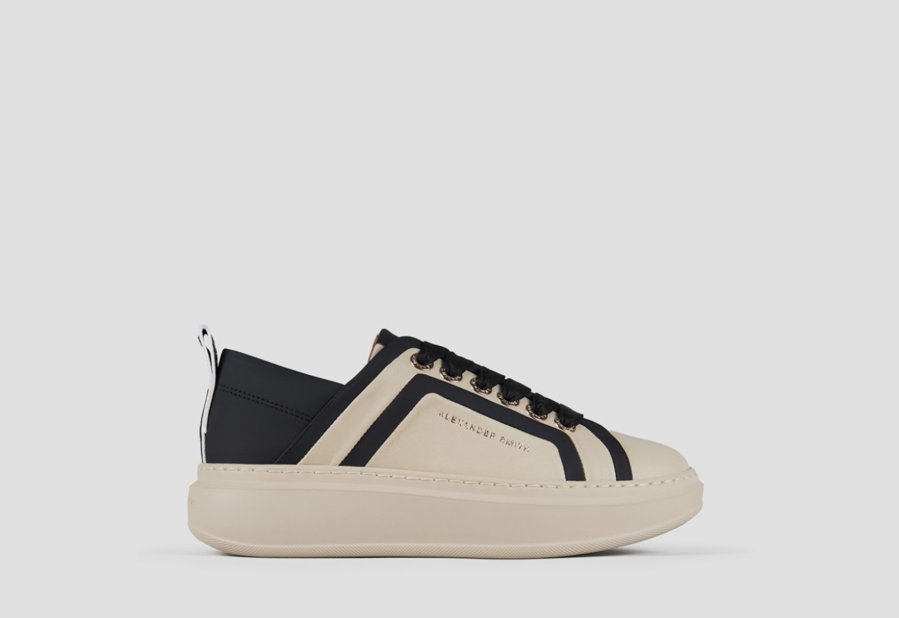 Sneakers Alexander Smith wembley woman in nude leather with black leather side ribbing and heel - 1