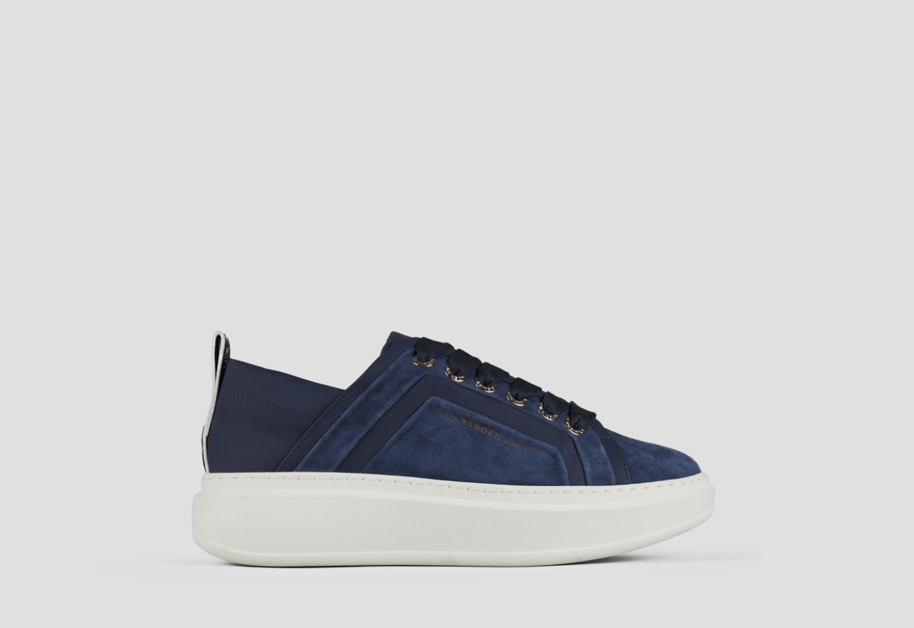 Sneakers Alexander Smith wembley woman in blue suede with leather side ribbing and heel - 1