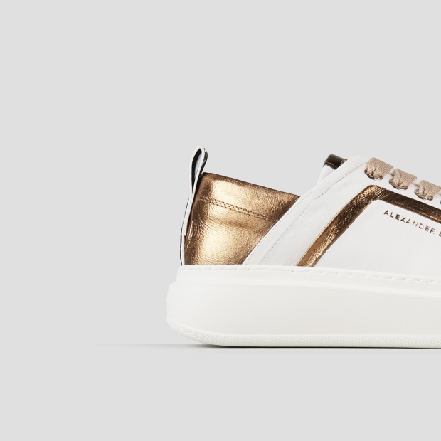 Sneakers Alexander Smith wembley woman in white leather with bronze side ribbing and heel - 2