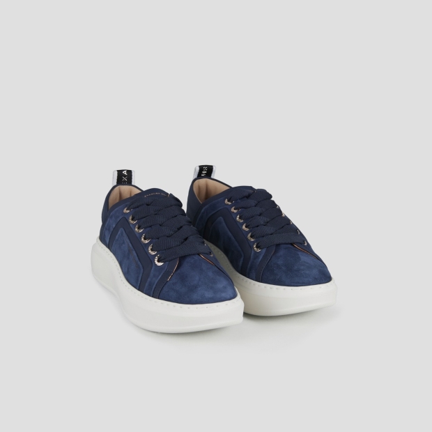 Sneakers Alexander Smith wembley woman in blue suede with leather side ribbing and heel - 3