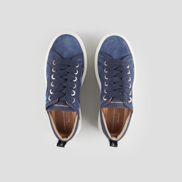 Sneakers Alexander Smith wembley woman in blue suede with leather side ribbing and heel - 5