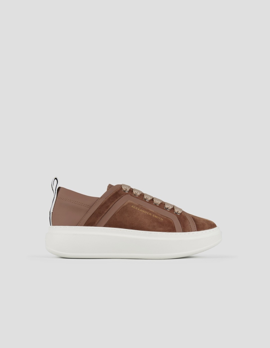 Sneakers Alexander Smith wembley woman in camel suede with leather side ribbing and heel - 1