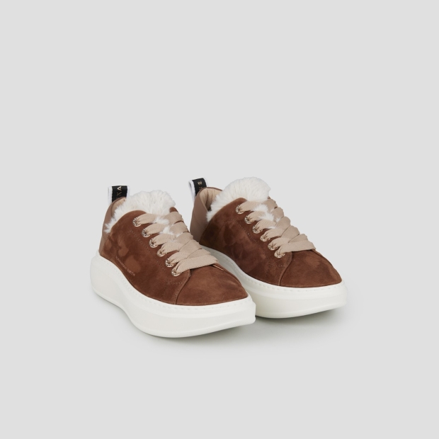Sneakers Alexander Smith wembley woman in brown suede with white eco-fur lining - 4
