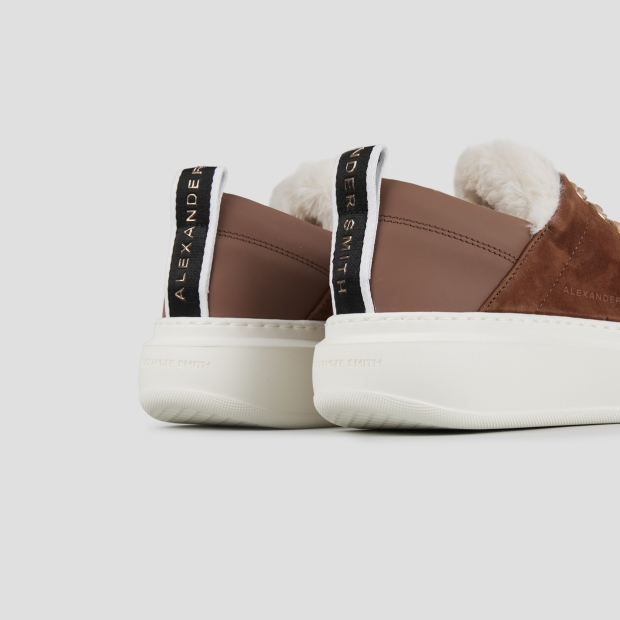 Sneakers Alexander Smith wembley woman in brown suede with white eco-fur lining - 5