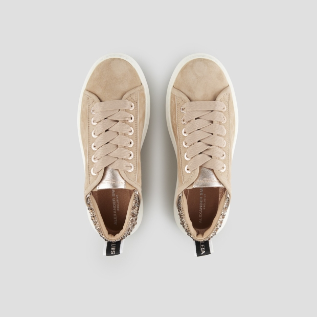 Sneakers Alexander Smith wembley woman in beige suede and rhinestones heel - 5