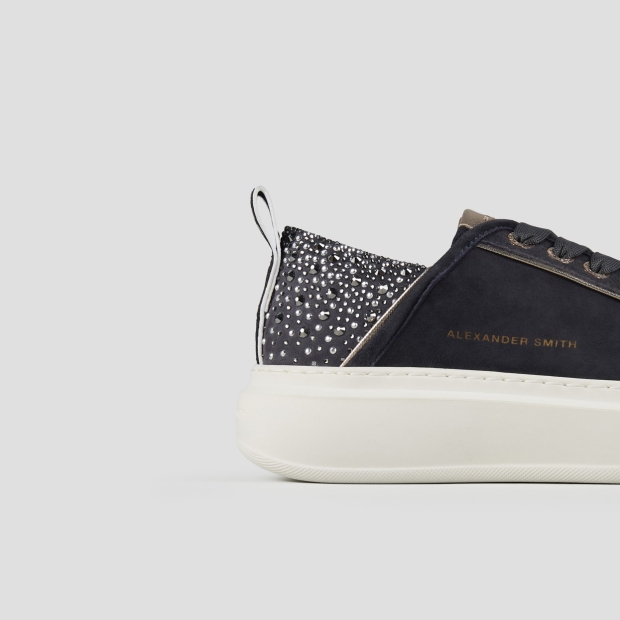 Sneakers Alexander Smith wembley woman in dark grey suede and rhinestones heel - 2