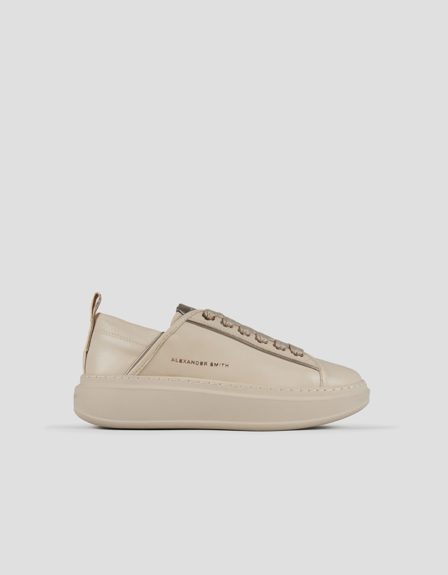 Sneakers Alexander Smith wembley woman in soft beige leather and beige sole - 1