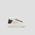 Wembley Woman in white leather and rhinestones bordeaux heel