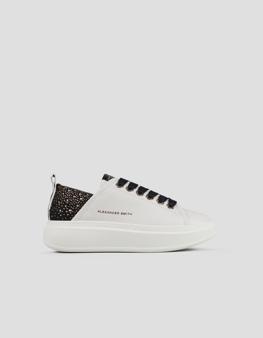 Sneakers Alexander Smith wembley woman in white leather and studded black heel - 1
