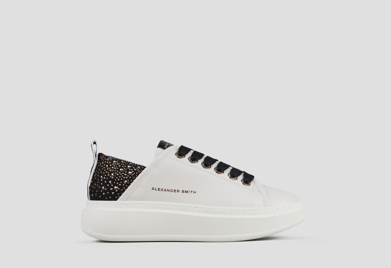 Sneakers Alexander Smith wembley woman in white leather and studded black heel - 1