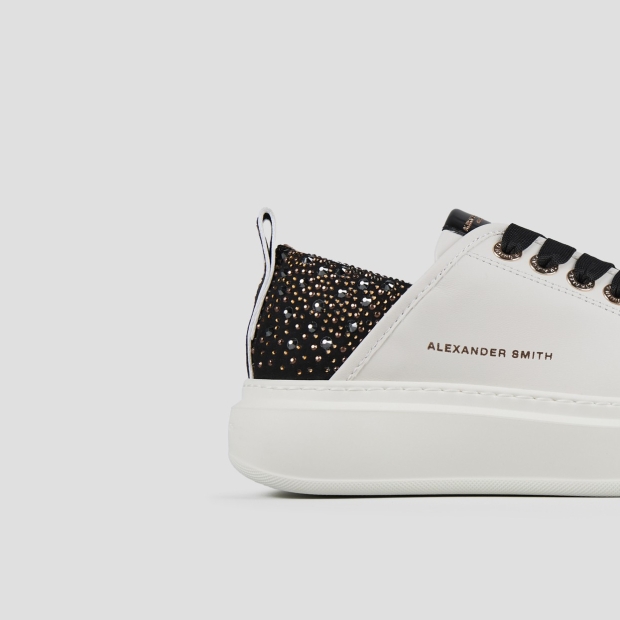 Sneakers Alexander Smith wembley woman in white leather and studded black heel - 2