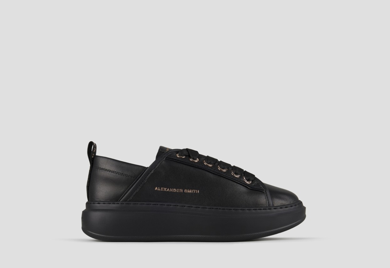 Sneakers Alexander Smith wembley woman in soft black leather and black sole - 1