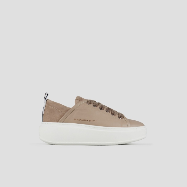Sneakers Alexander Smith wembley high woman in smooth beige leather and suede heel - 1