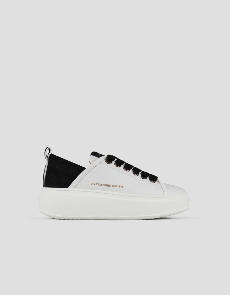Sneakers Alexander Smith wembley high woman in white leather and black suede heel - 1