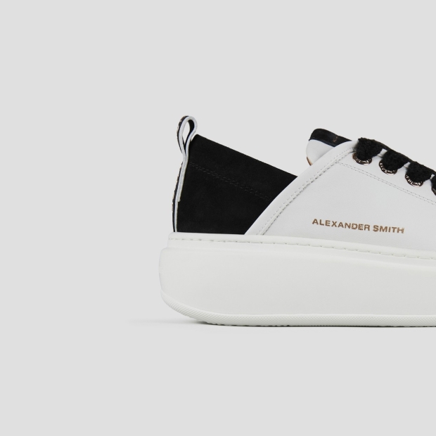 Sneakers Alexander Smith wembley high woman in white leather and black suede heel - 2