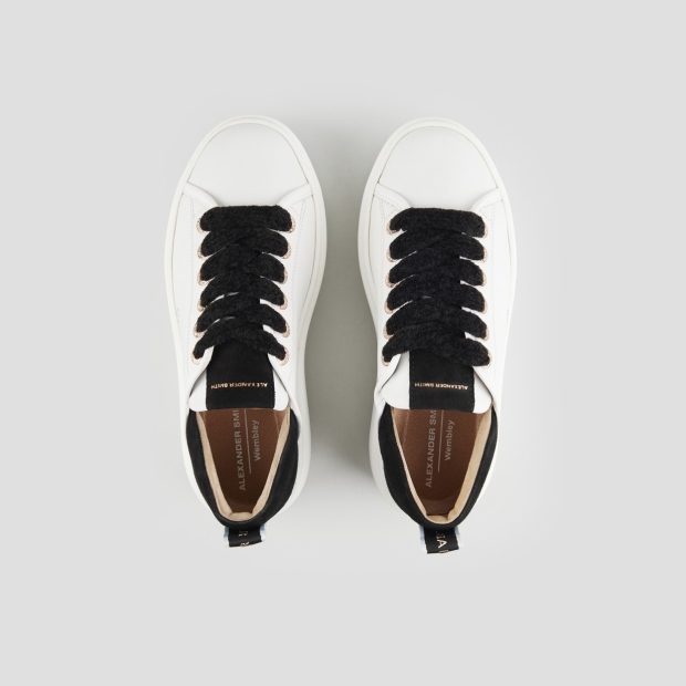 Sneakers Alexander Smith wembley high woman in white leather and black suede heel - 5