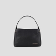 Cindy shoulder bag with shoulder strap in black tumbled leather
