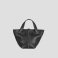 Lauren Small handbag with shoulder strap in black tumbled leather