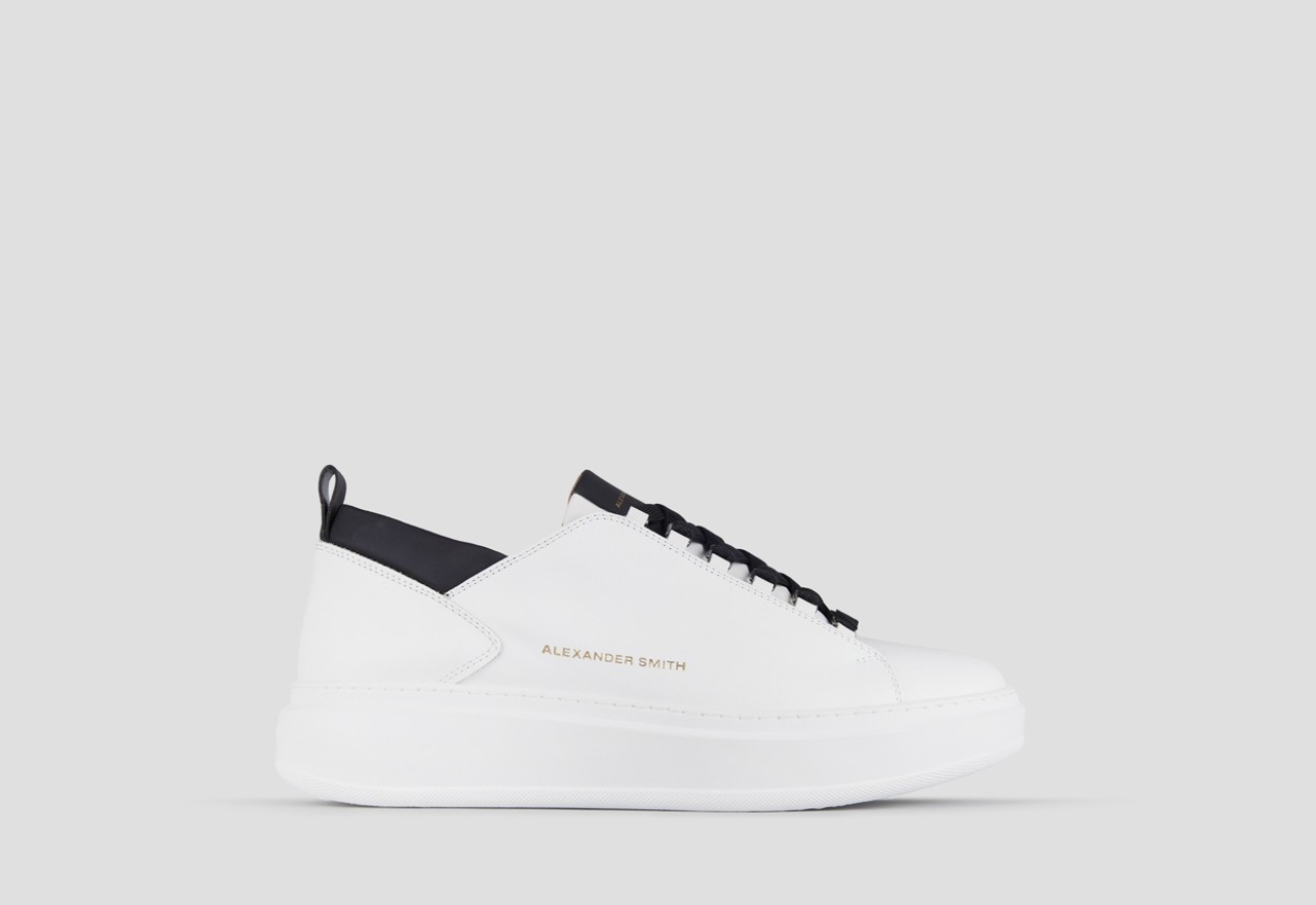 Sneakers Alexander Smith wembley man in smooth white leather and black details - 1