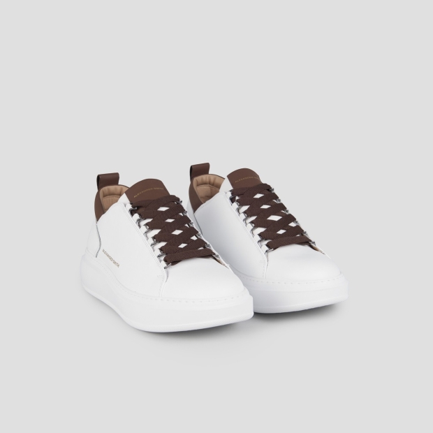 Sneakers Alexander Smith wembley man in smooth white leather and brown details - 3
