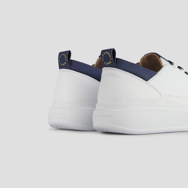 Sneakers Alexander Smith wembley man in smooth white leather and blue details - 4