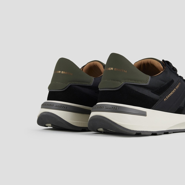 Sneakers Alexander Smith liverpool man in black suede, nylon and cordura with green heel - 4