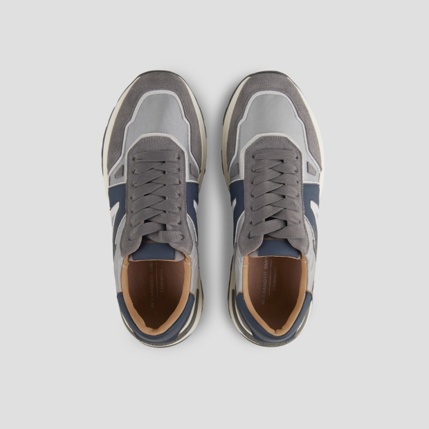 Sneakers Alexander Smith liverpool man in grey suede, nylon and cordura with blue side logo and heel - 5
