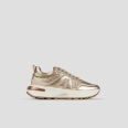 Liverpool Woman in light gold nylon and laminated