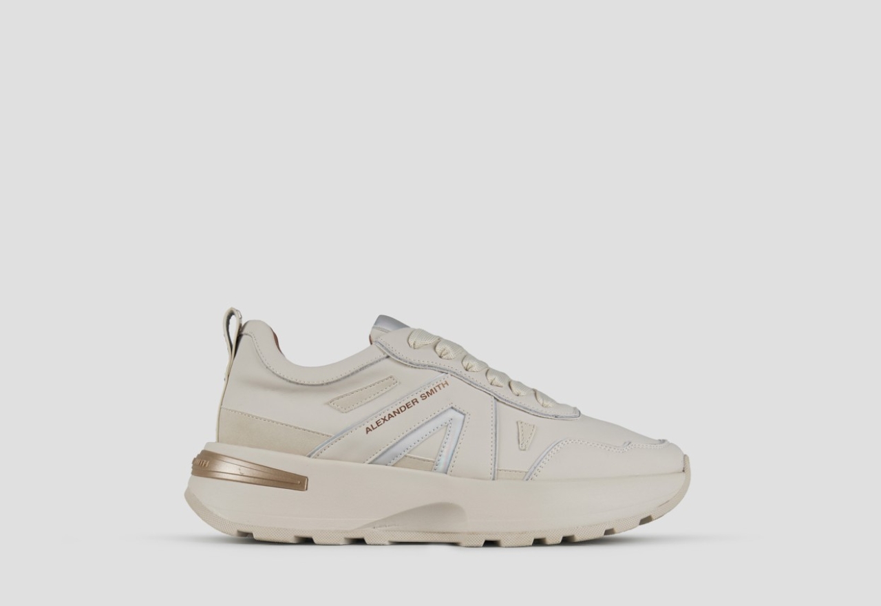 Sneakers Alexander Smith liverpool woman in ivory leather and matte mirror - 1