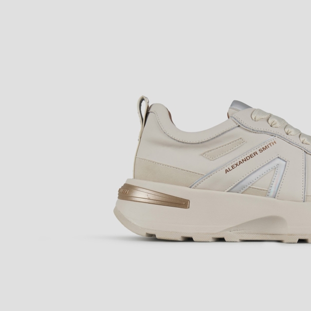 Sneakers Alexander Smith liverpool woman in ivory leather and matte mirror - 3