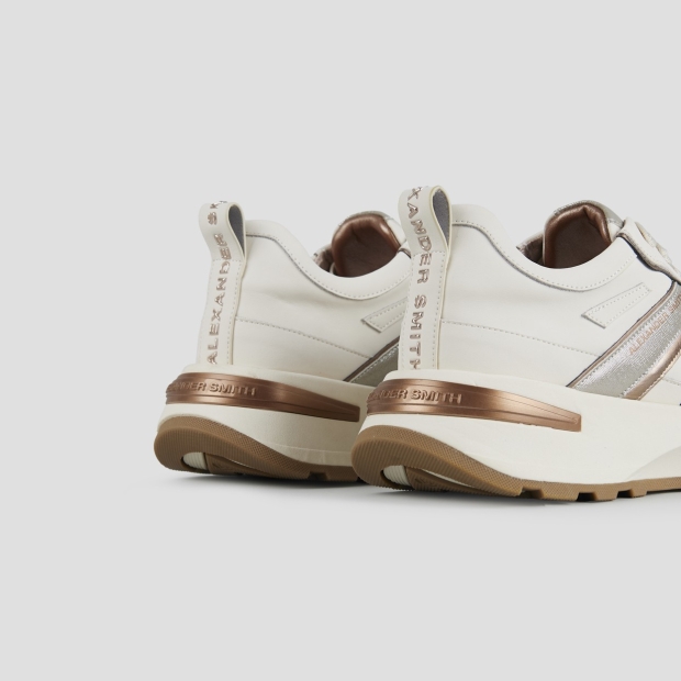 Sneakers Alexander Smith liverpool woman in white leather with silver glitter side logo - 5