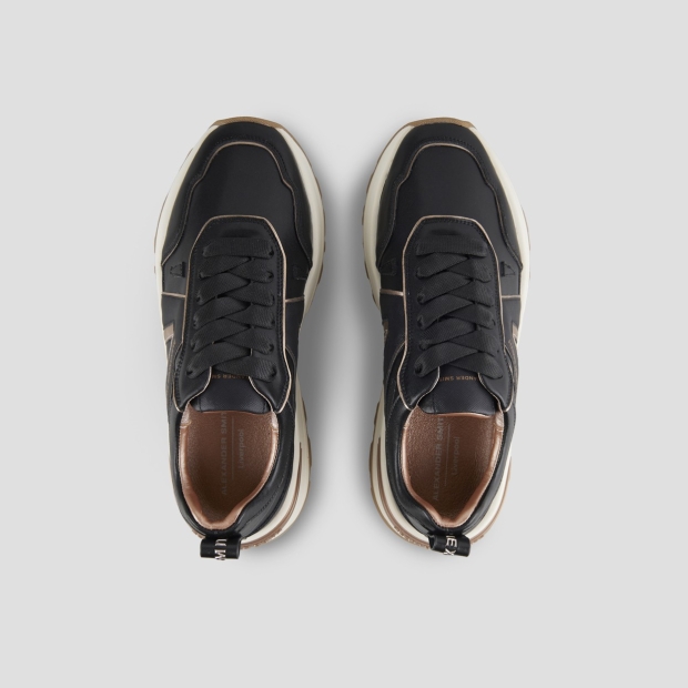 Sneakers Alexander Smith liverpool woman in black leather with glitter side logo - 5