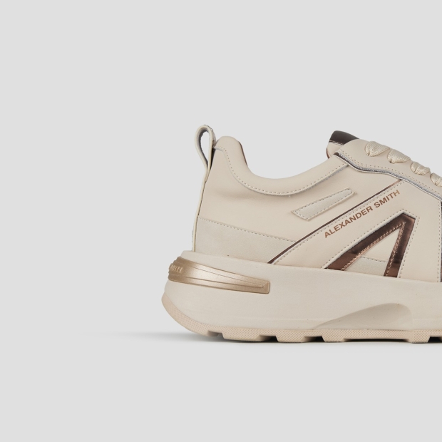 Sneakers Alexander Smith liverpool woman in beige leather and matte mirror - 3