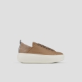 Wembley High Woman in smooth dark beige leather and suede heel