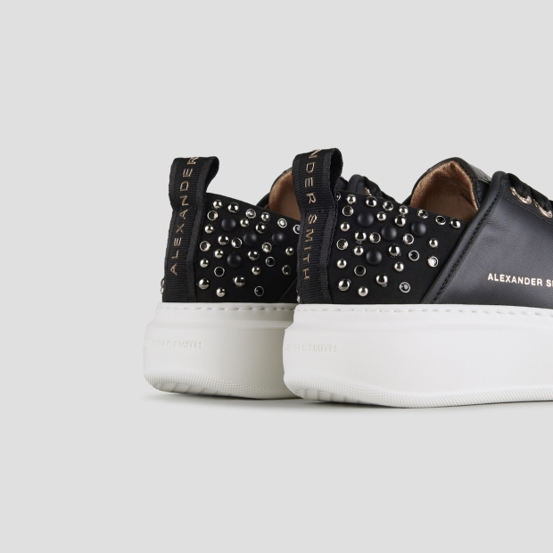 Sneakers Alexander Smith wembley woman in black leather with studs on the heel - 4