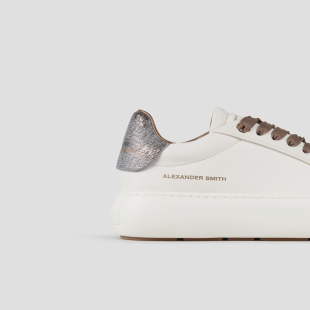 Sneakers Alexander Smith soho woman in soft white leather with bronze laminated cracklè heel - 2