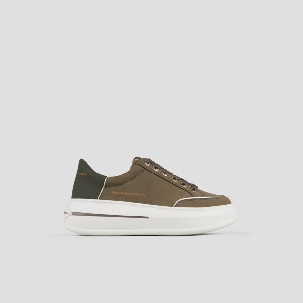 Sneakers Alexander Smith lancaster woman in military green suede and rubberized leather heel - 1