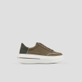 Lancaster Woman in military green suede and rubberized leather heel