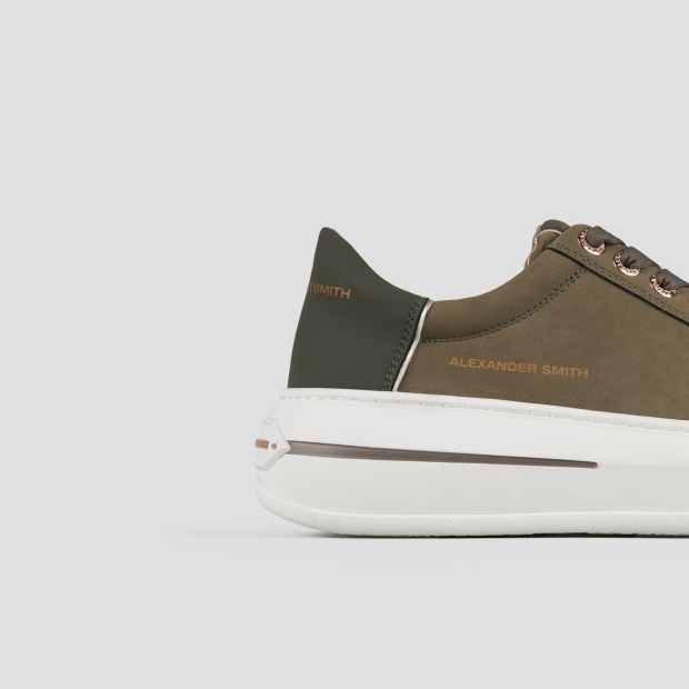 Sneakers Alexander Smith lancaster woman in military green suede and rubberized leather heel - 3