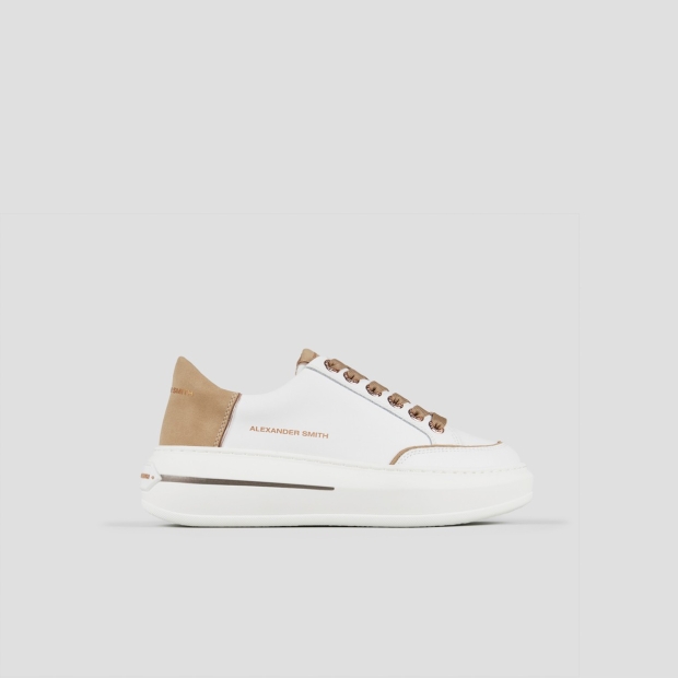 Sneakers Alexander Smith lancaster woman in white leather and beige suede heel - 1