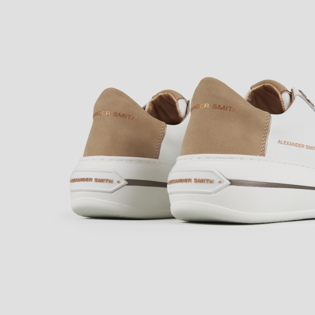 Sneakers Alexander Smith lancaster woman in white leather and beige suede heel - 4