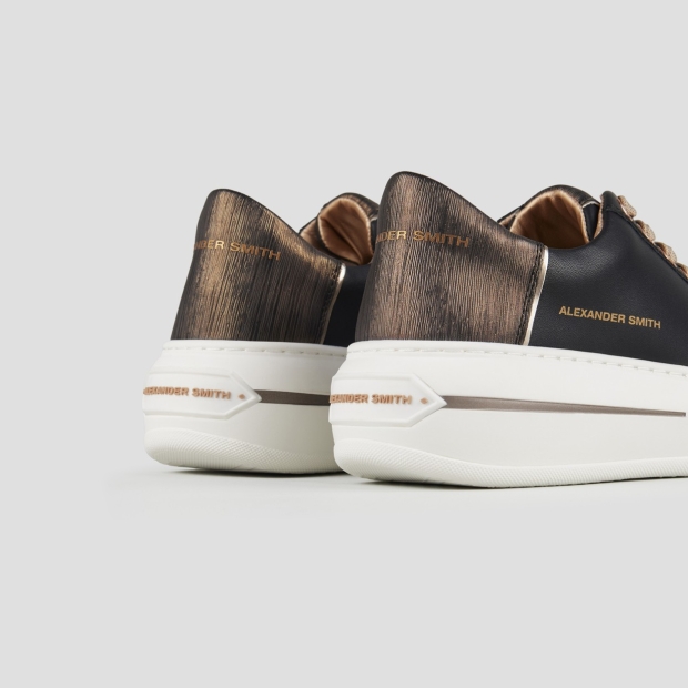 Sneakers Alexander Smith lancaster woman in black leather and striped laminated copper heel - 4