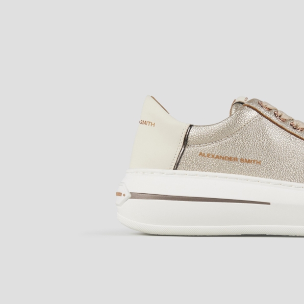 Sneakers Alexander Smith lancaster woman in laminated bottalato gold leather and white heel - 2