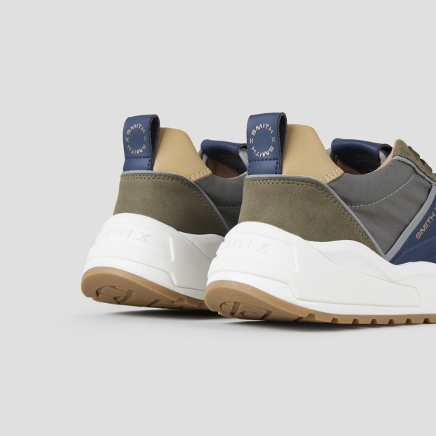 Sneakers Alexander Smith blaze man in green suede and nylon with blue side logo - 4